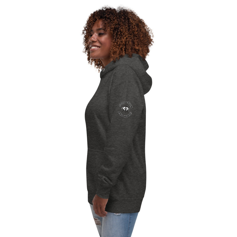 Stop Cryin And Work Sleeve Print Hoodie